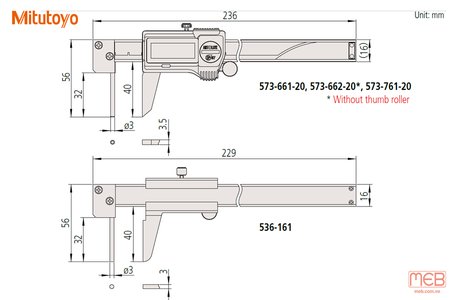 Thước cặp đo độ dày ống series 573, 536  Mitutoyo